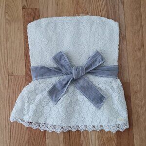 NWT Vintage Y2K Women Gilly Hicks A&F Strapless Top Blouse Bow Lace White Cotton